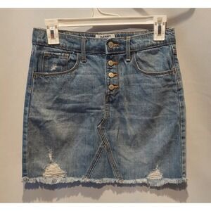 Old Navy Girls Blue Distressed Medium Wash Raw Hem 5-Pocket Skirt Size XL (14)‎